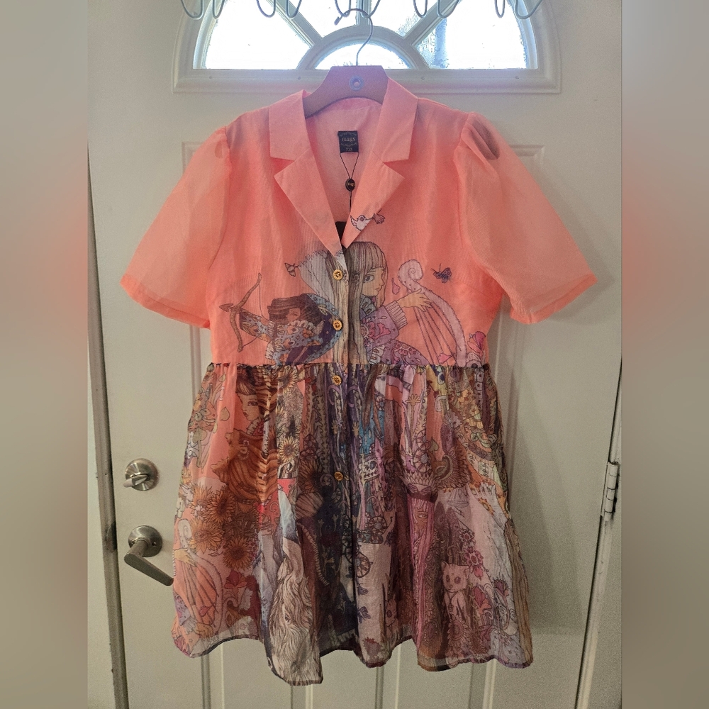 Chic Coral Printed Mini Dress